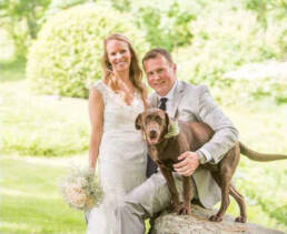 Bride and Groom with Their Dog